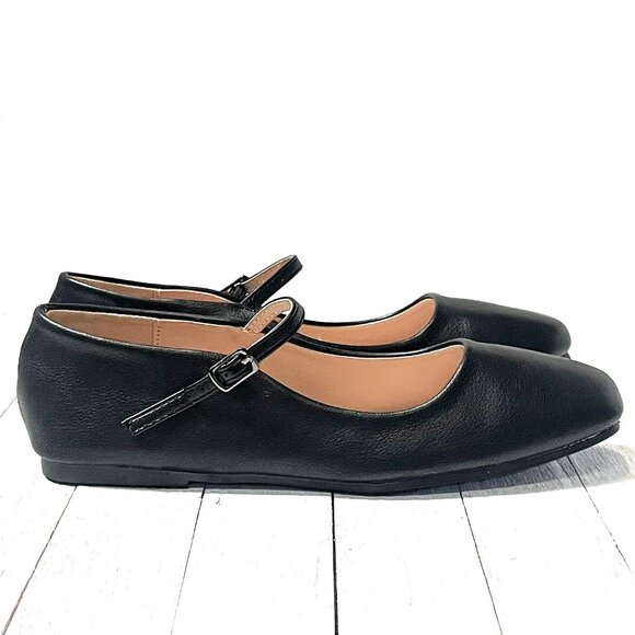 New Women Black Square Toe Mary Jane Ballet Flats - Picture 4 of 4